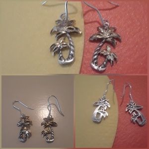 925 FAS Palm Tree Earrings Beach Tropical Vacation